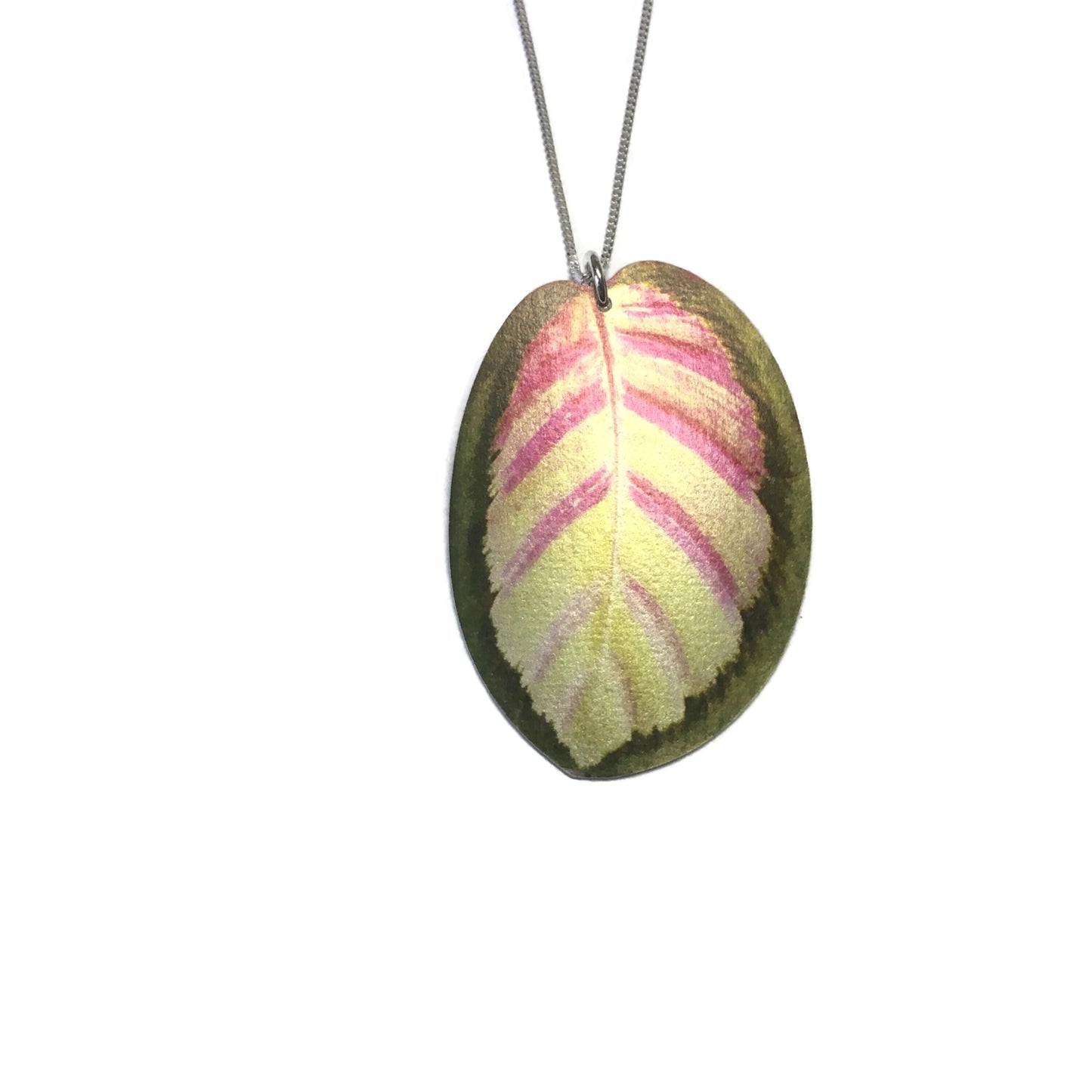 Rosy Calathea leaf necklace