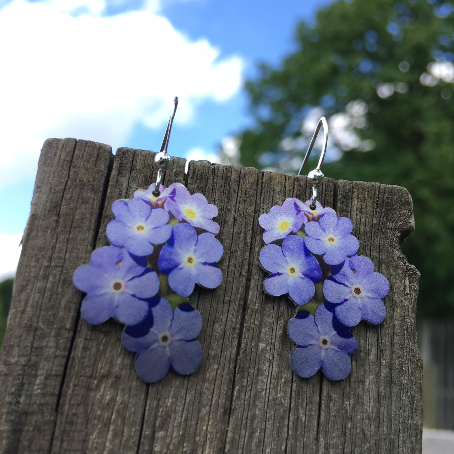 Forget me Not flower earrings