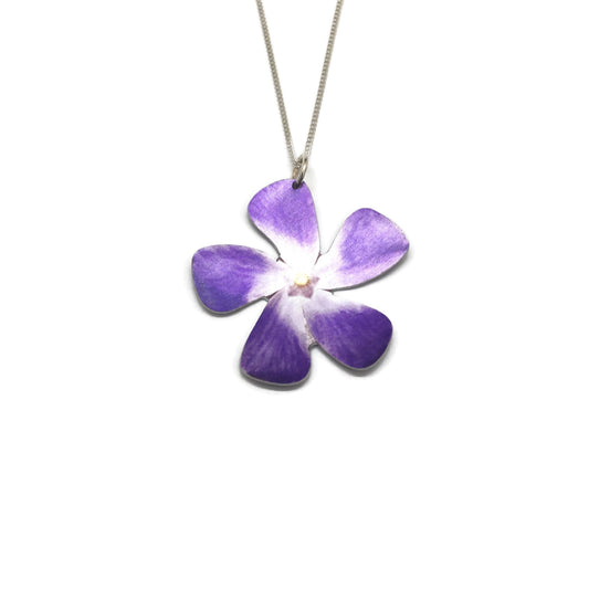 Periwinkle flower necklace by Photofinish Jewellery