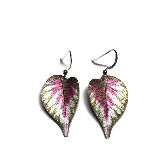 Rex Begonia leaf earrings
