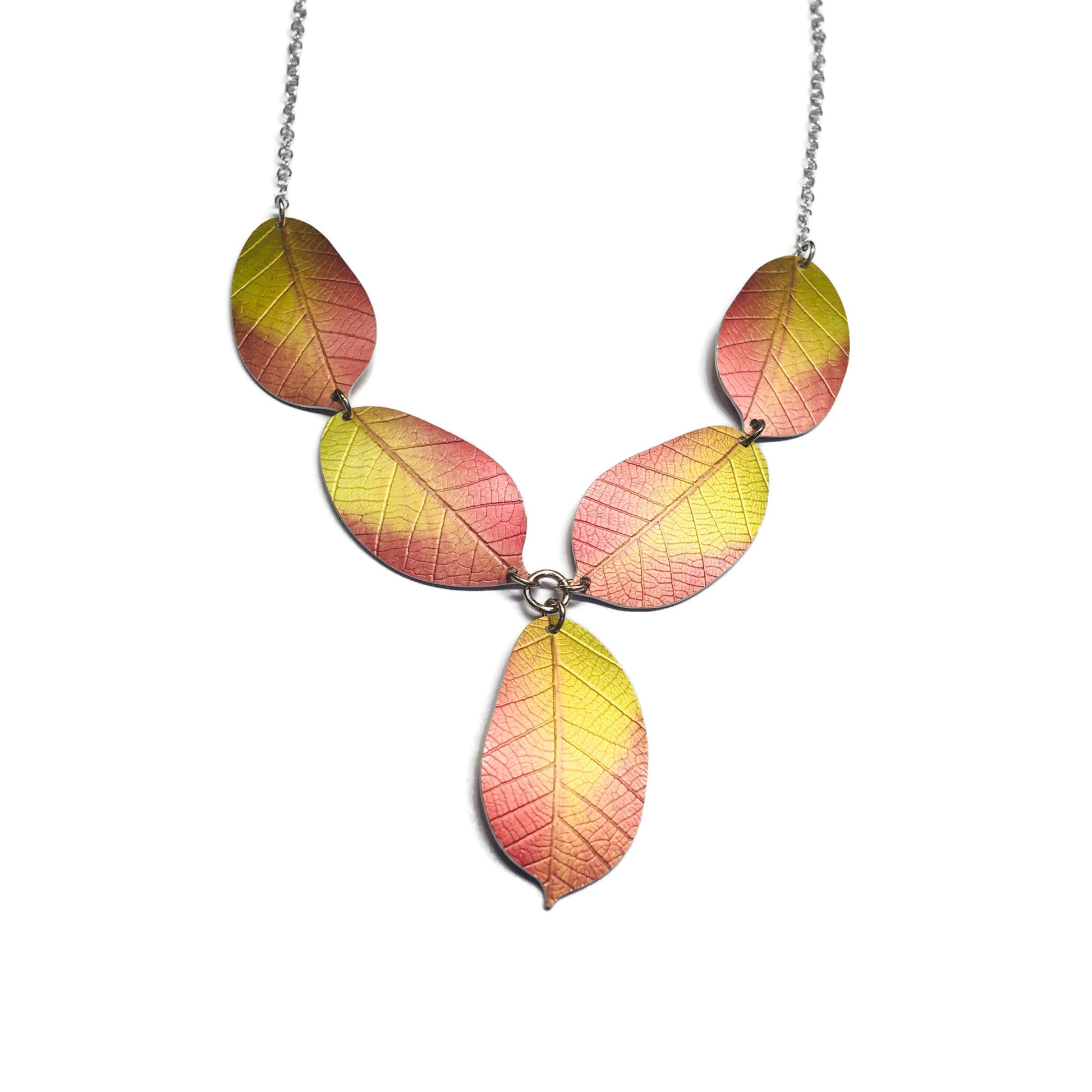 Asymmetric golden Cherry necklace by Photofinish Jewellery