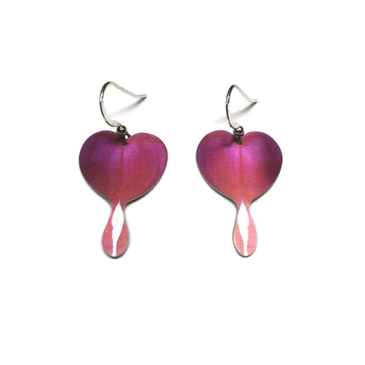 Bleeding Heart flower earrings by Photofinish Jewellery