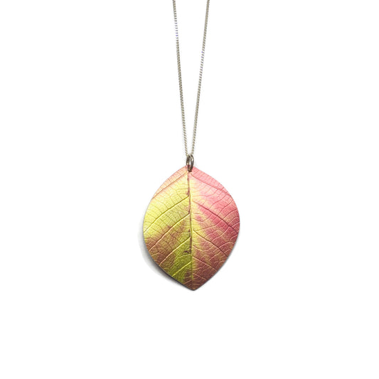 Leaf miner Beech leaf necklace by Photofinish Jewellery