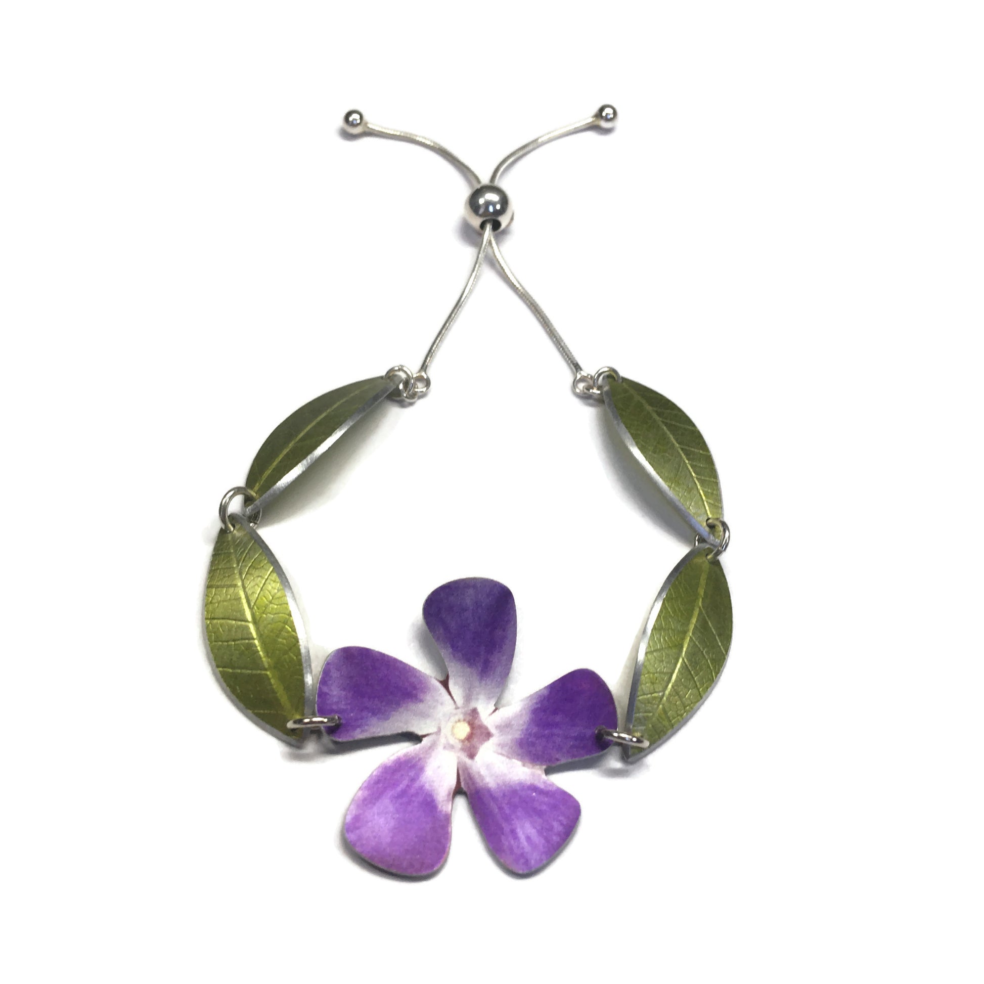 Periwinkle flower bracelet by Photofinish Jewellery