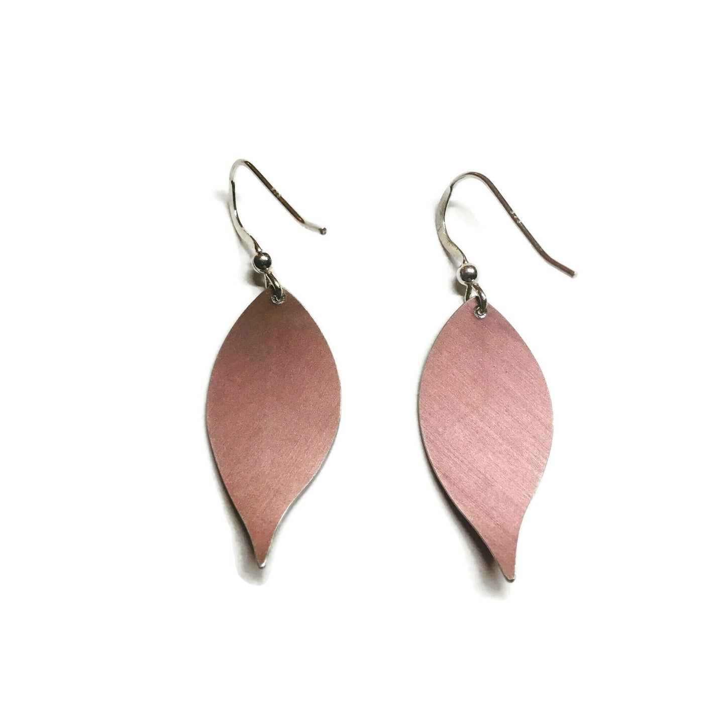 Back of Pink Cherry leaf earrings by Photofinish Jewellery