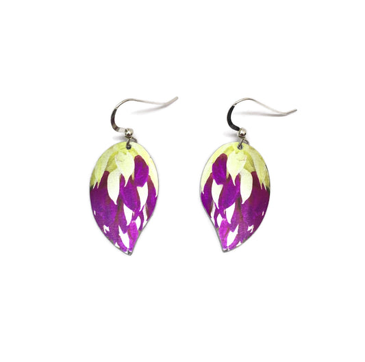 Rhododendron flower bud earrings by Photofinish Jewellery