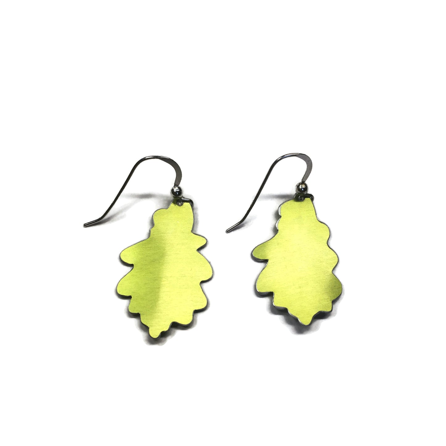 Back of Spring green Oak leaf earrings by Photofinish Jewellery