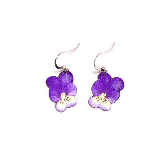 Viola flower earrings by Photofinish Jewellery