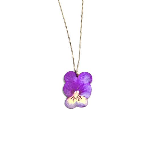 Viola flower necklace by Photofinish Jewellery